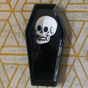 Skeleton Skull Coffin Serving Tray NWT